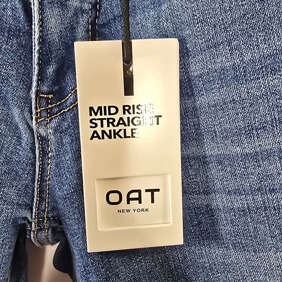 Oat New York Mid Rise Straight Ankle Blue Denim Jeans Size 4/27 NWT - Picture 4 of 7